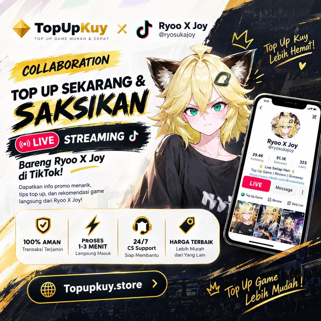 Kolaborasi TopUpKuy x Ryoo X Joy, tonton live di TikTok